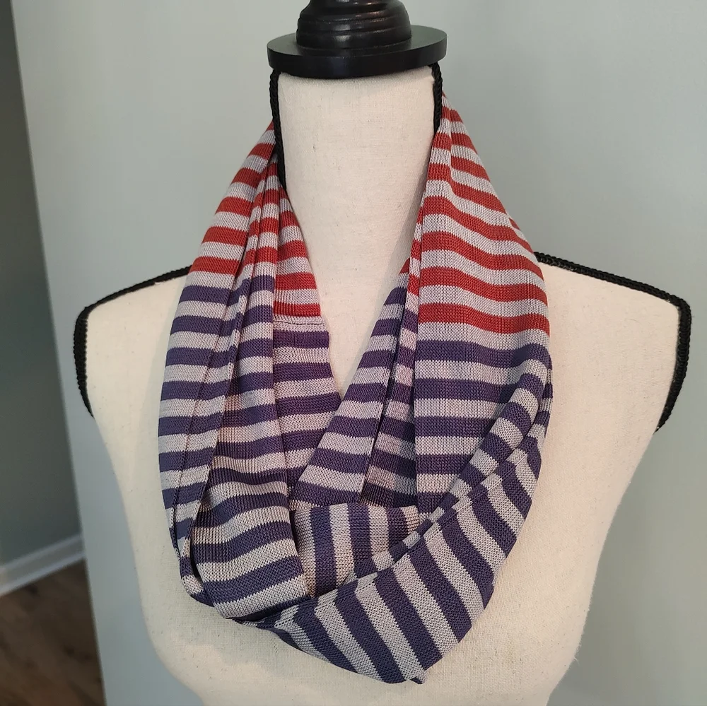 LOFT Orange and Blue Infinity Scarf NWT